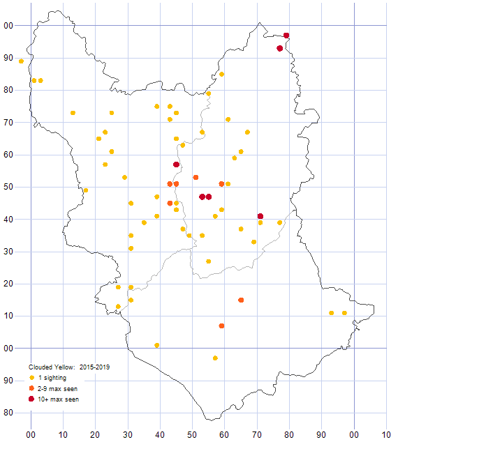 Clouded Yello distribution map 2015-19