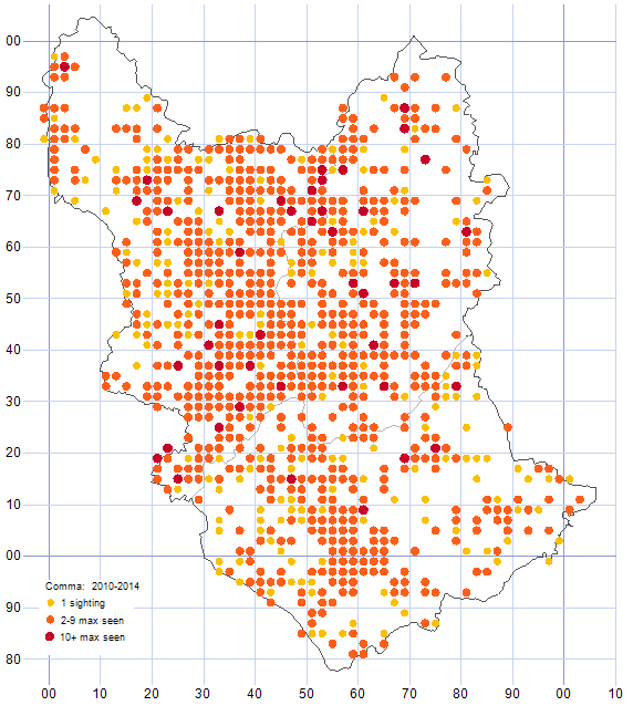 Comma distribution map 2010-14
