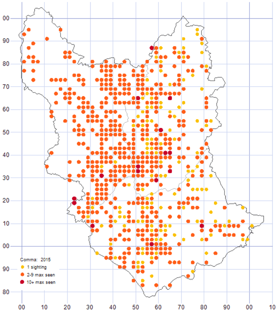 Comma distribution map 2015