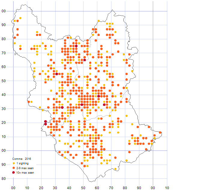 Comma distribution map 2016