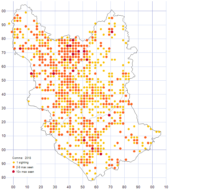 Comma distribution map 2018
