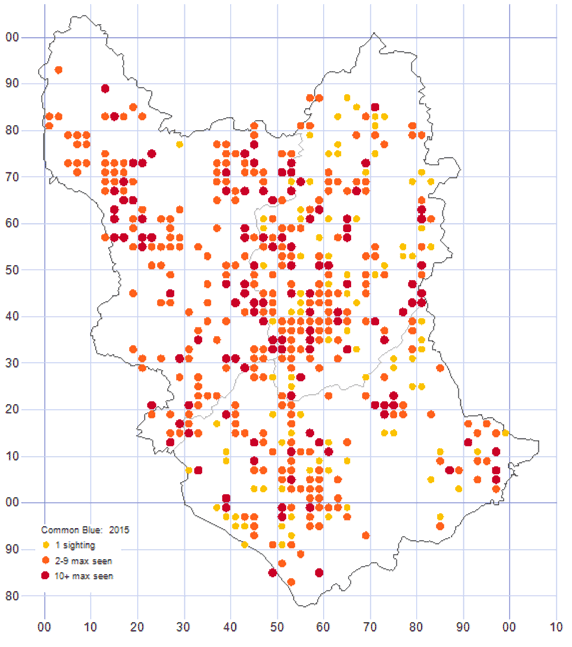 Common Blue distribution map 2015