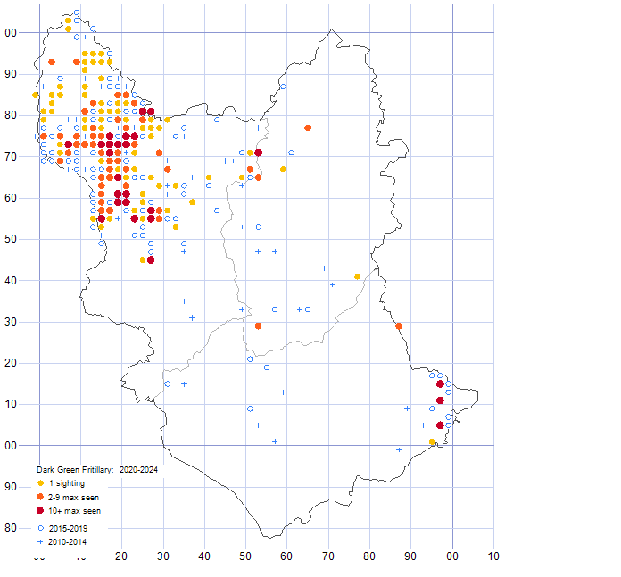 Dark Green Fritillary distribution map 2010-24