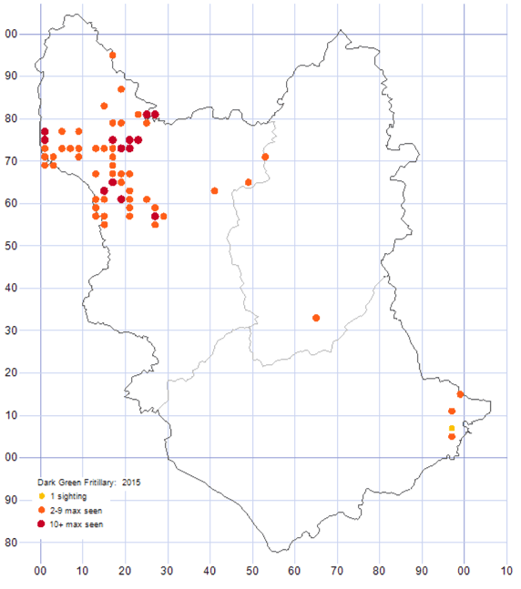 Dark Green Fritillary distribution map 2015