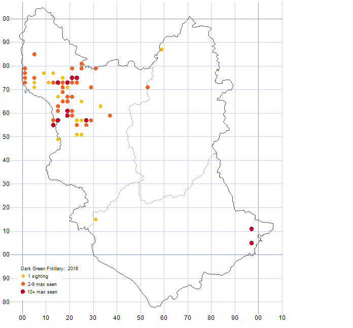 Dark-green Fritillary distribution map 2016