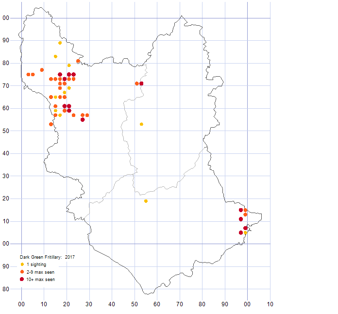 Dark-green Fritillary distribution map 2017
