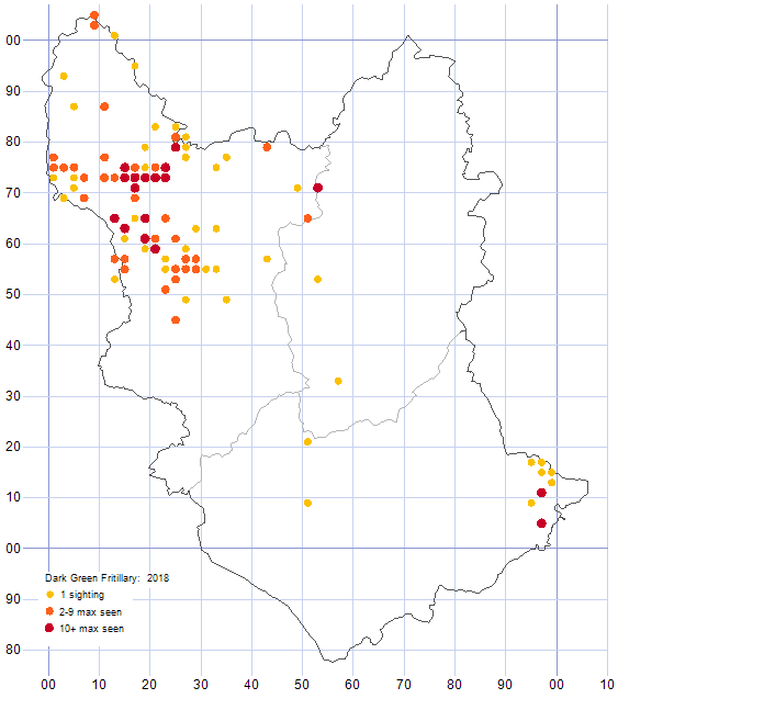 Dark-green Fritillary distribution map 2018