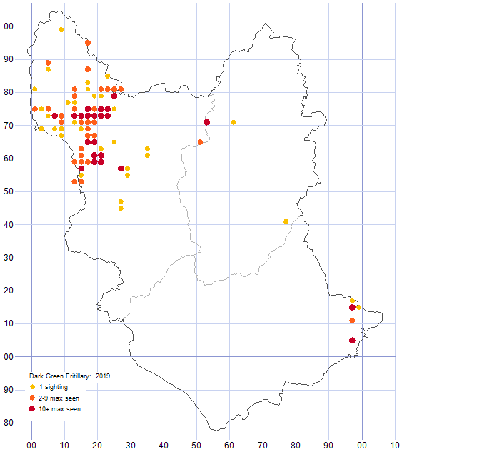 Dark-green Fritillary distribution map 2019