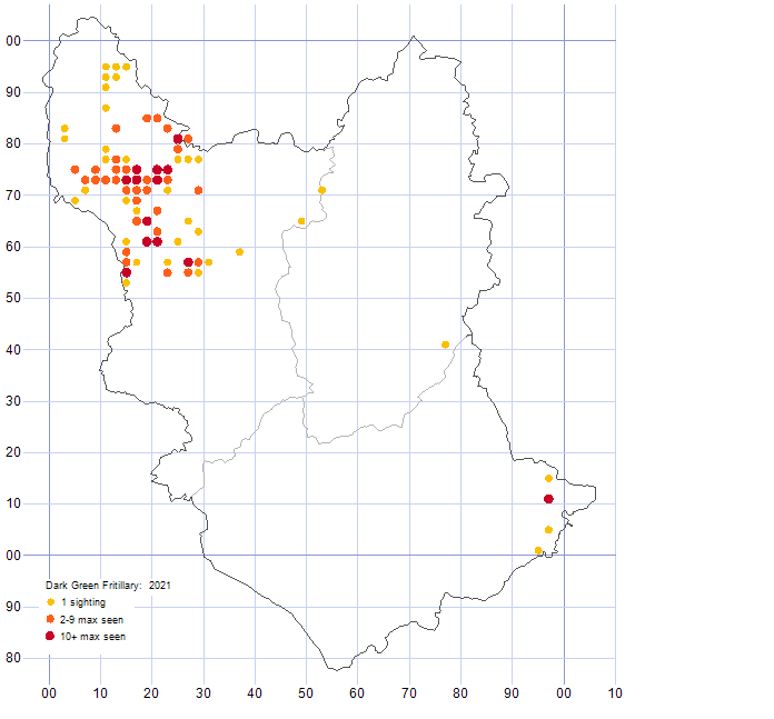 Dark-green Fritillary distribution map 2021