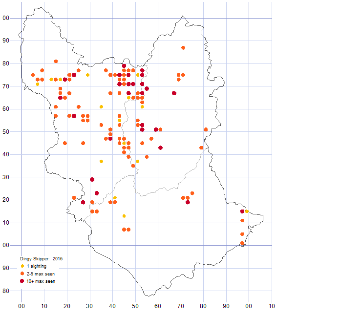 Dingy Skipper distribution map 2016