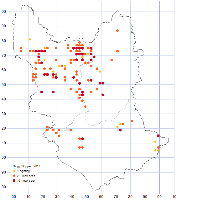 Dingy Skipper distribution map 2017