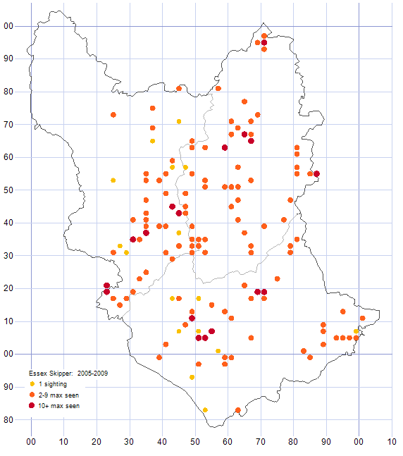 Essex Skipper distribution map 2005-09