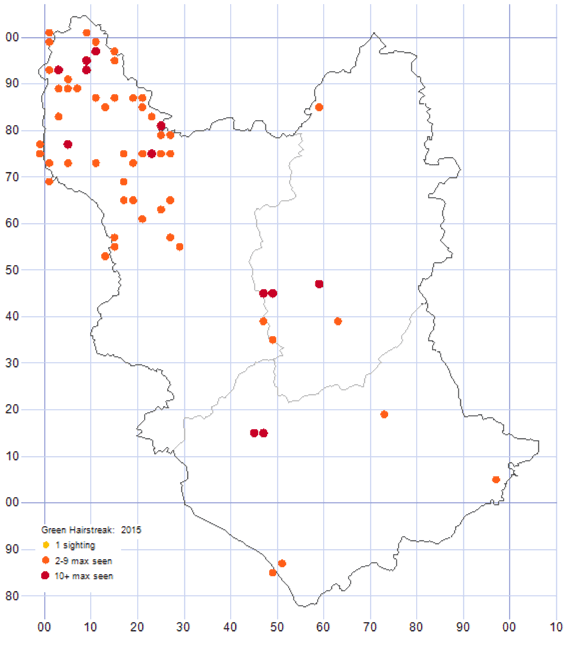 Green Hairstreak distribution map 2015