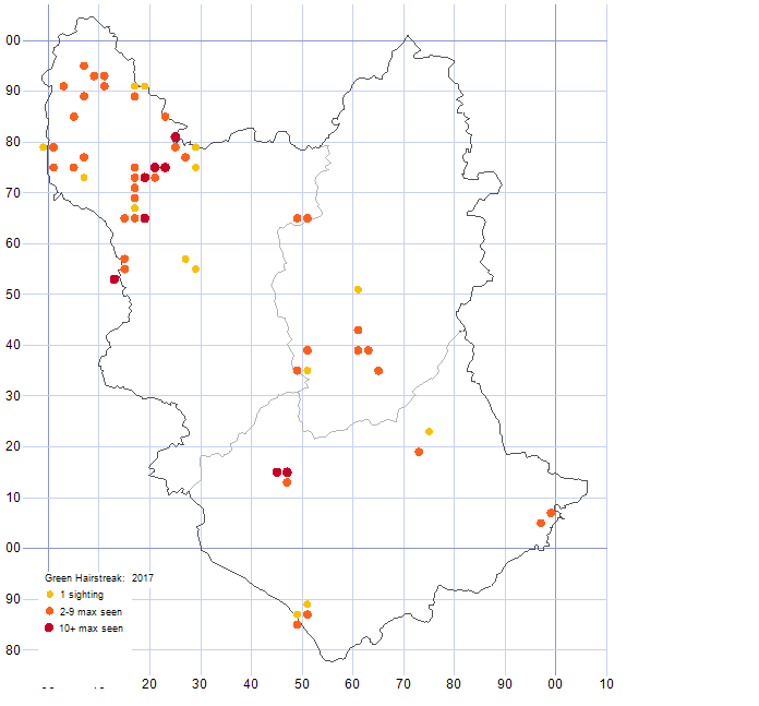 Green Hairstreak distribution map 2017