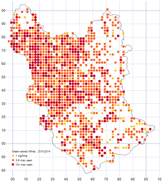 Green-veined White distribution map 2010-14