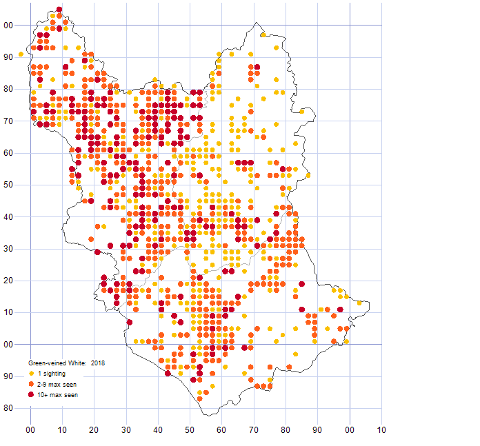 Green-veined White distribution map 2018