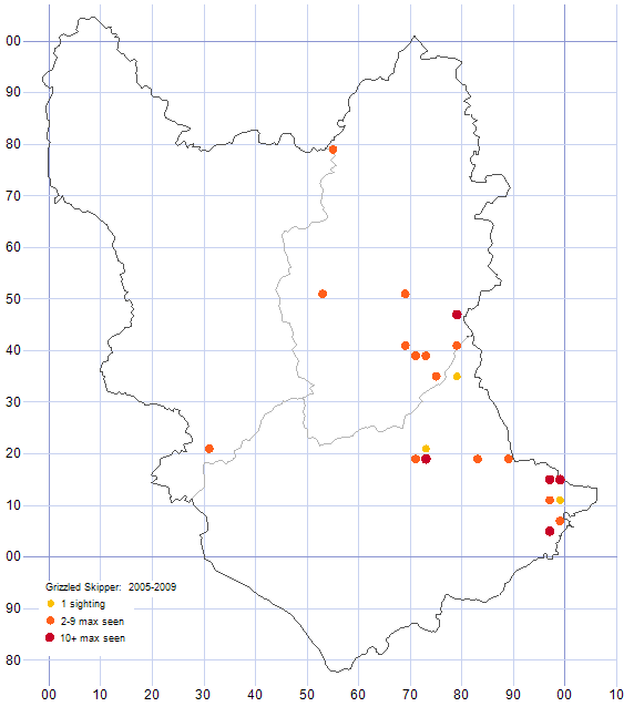 Grizzled Skipper distribution map 2000-09