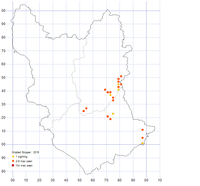 Grizzled Skipper distribution map 2016