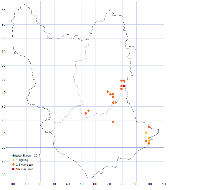 Grizzled Skipper distribution map 2017