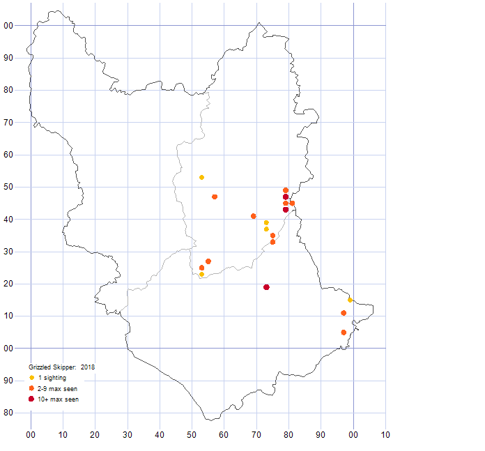 Grizzled Skipper distribution map 2018