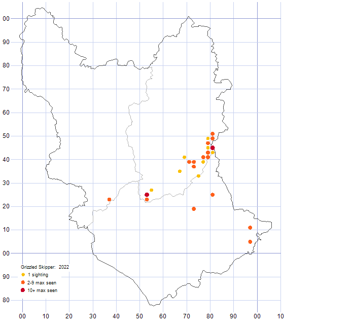 Grizzled Skipper distribution map 2022