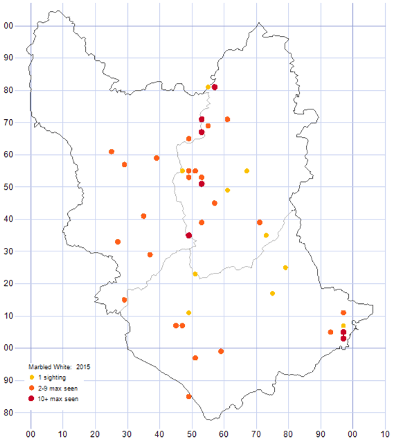 Marbled White distribution map 2015