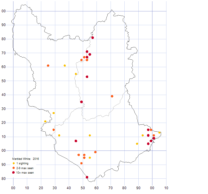 Marbled White distribution map 2016