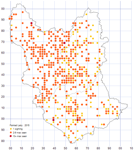 Painted Lady distribution map 2015