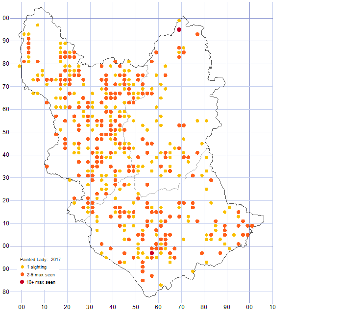 Painted Lady distribution map 2017