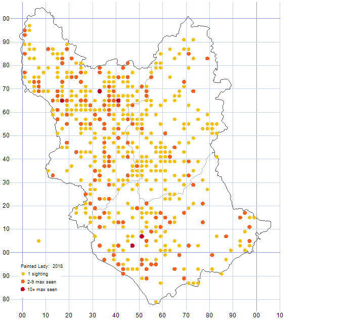 Painted Lady distribution map 2018