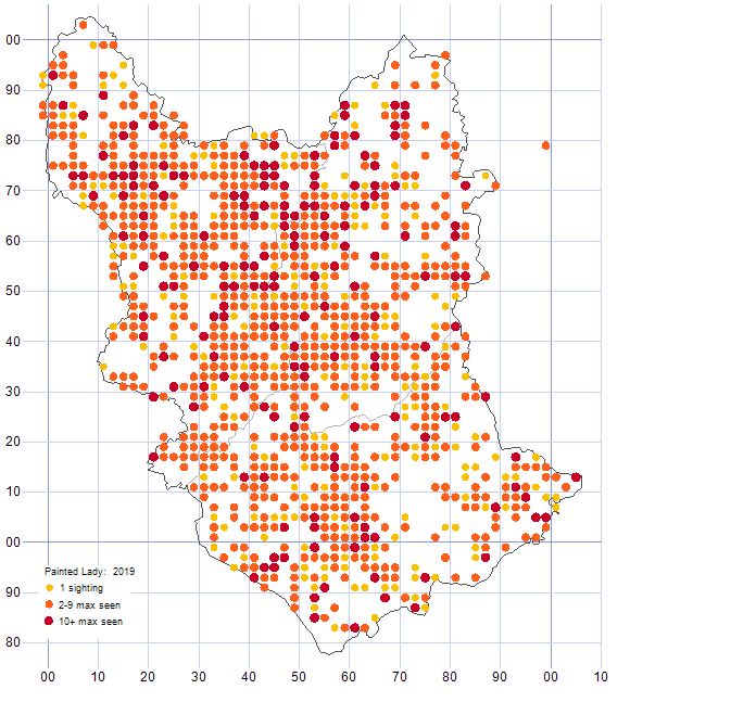 Painted Lady distribution map 2019
