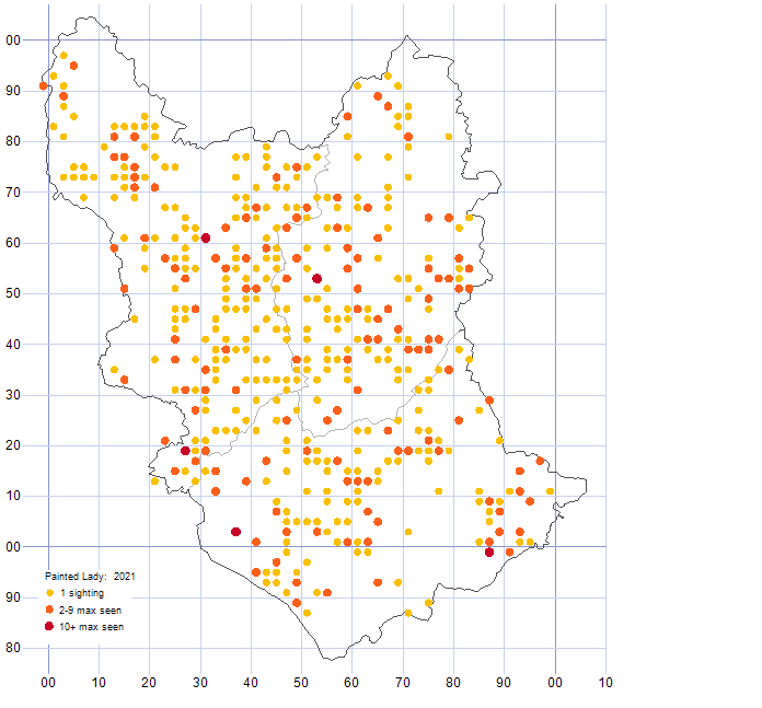Painted Lady distribution map 2021