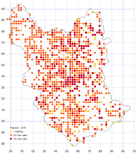 Peacock distribution map 2015