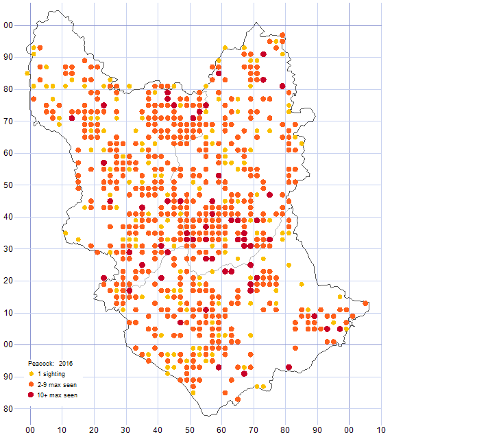Peacock distribution map 2016