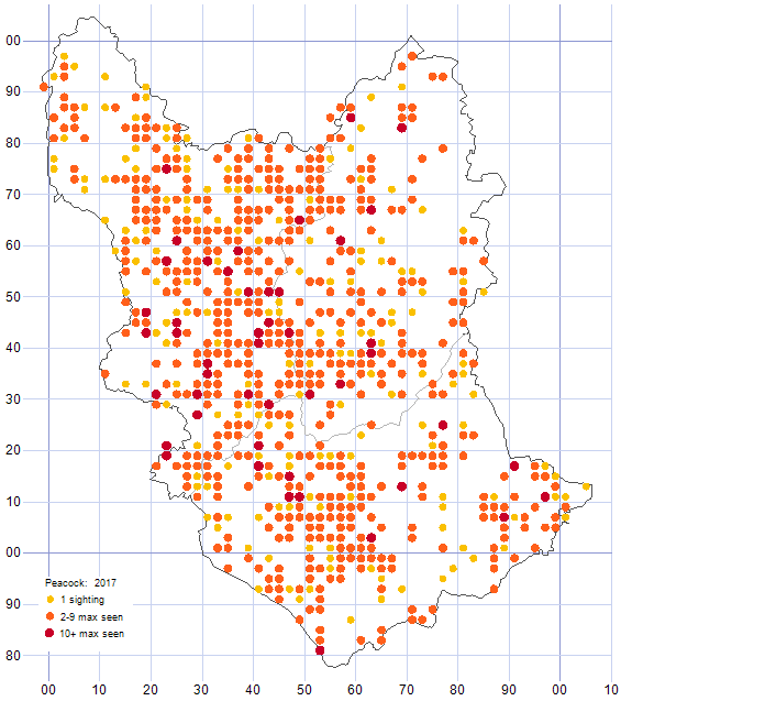 Peacock distribution map 2017