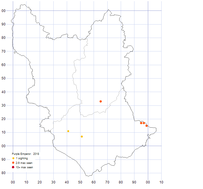 Purple Emperor distribution map 2018