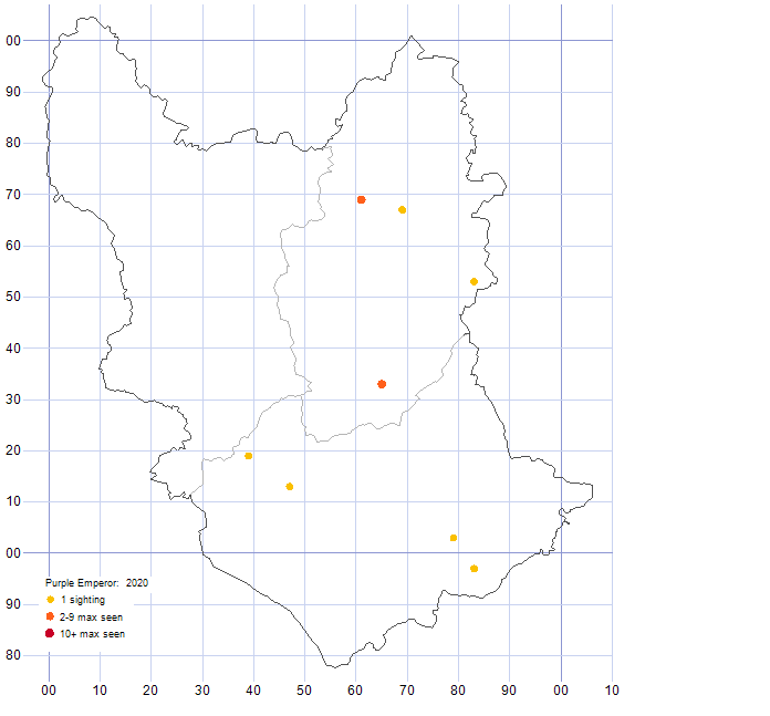 Purple Emperor distribution map 2020
