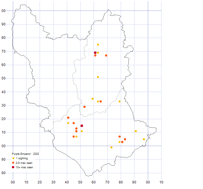 Purple Emperor distribution map 2022
