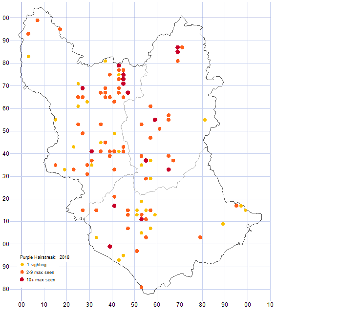 Purple Hairstreak distribution map 2018