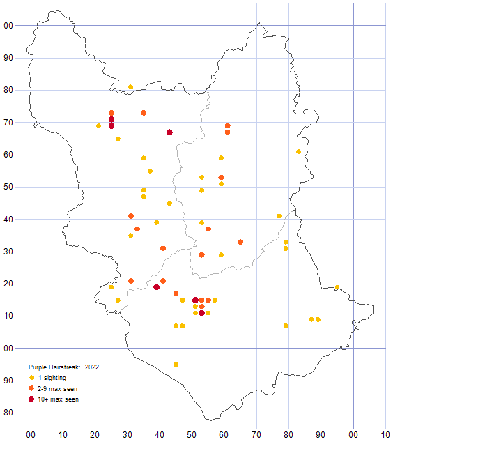 Purple Hairstreak distribution map 2022