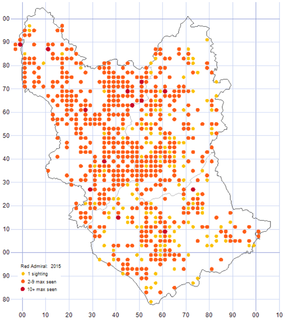 Red Admiral distribution map 2015