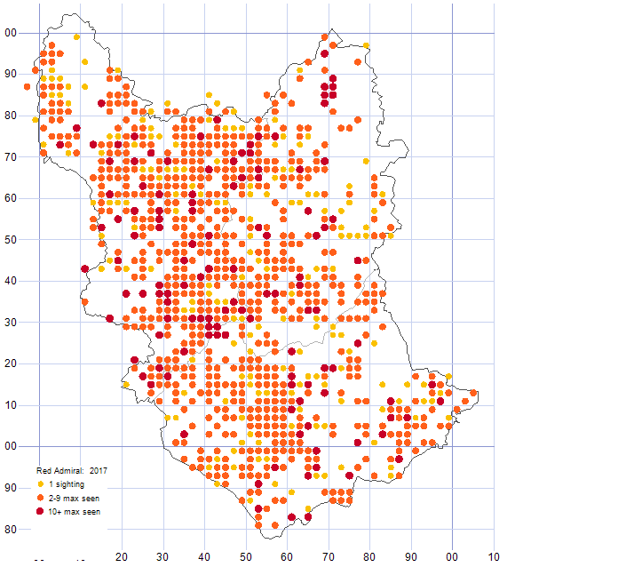 Red Admiral distribution map 2017