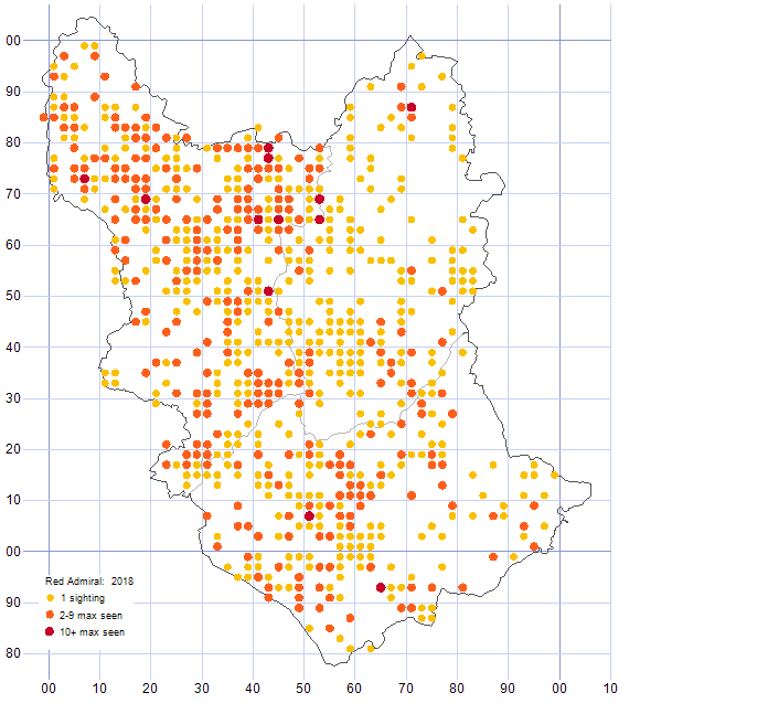 Red Admiral distribution map 2018