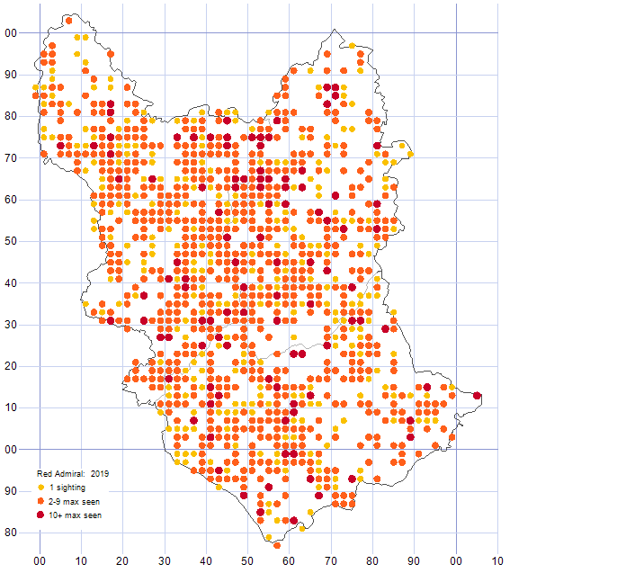 Red Admiral distribution map 2019