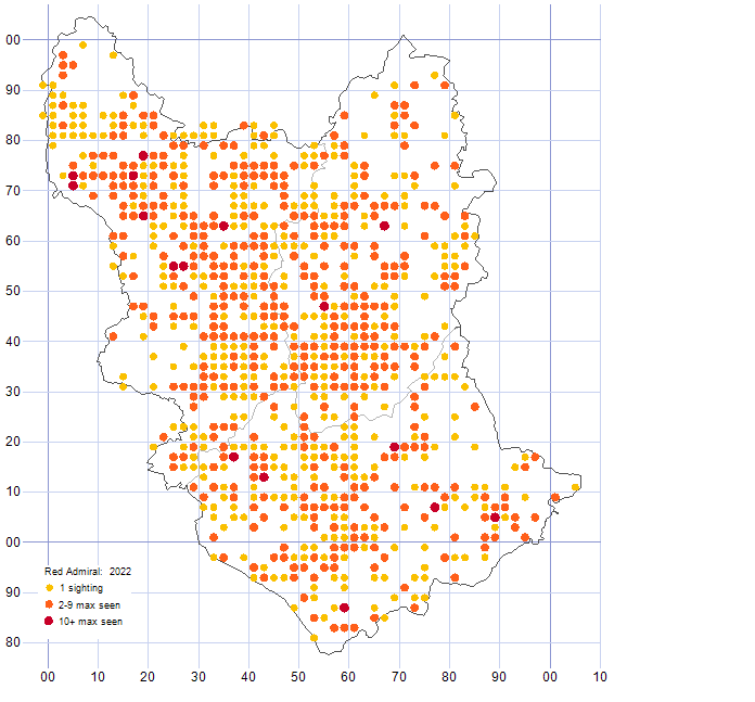 Red Admiral distribution map 2022