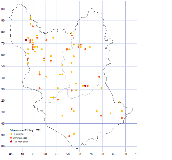 Silver-washed Fritilary distribution map 2022