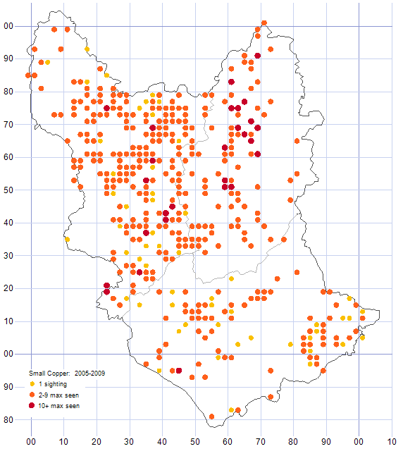 Small Copper distribution map 2005-09