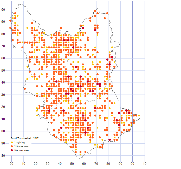 Small Tortoiseshell distribution map 2017