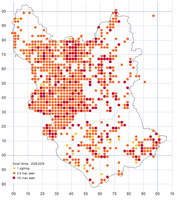 Small White distribution map 2005-09