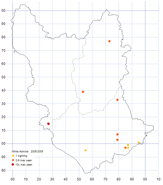 White Admiral distribution map 2005-09